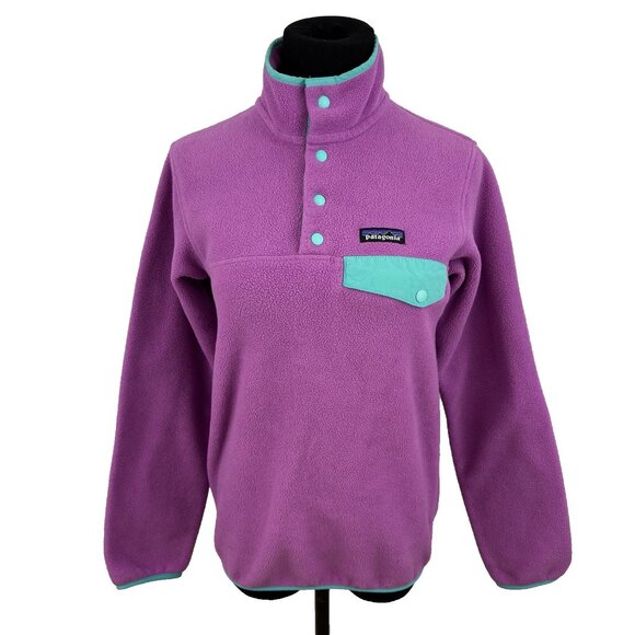 PATAGONIA Synchilla fleece Snap-T pullover - women's size XXS pink aqua 25455 - Picture 1 of 9